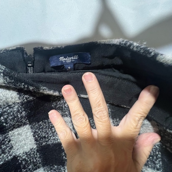 Madewell Buffalo Check Wool  Mini Skirt in Black and White - Picture 3 of 6